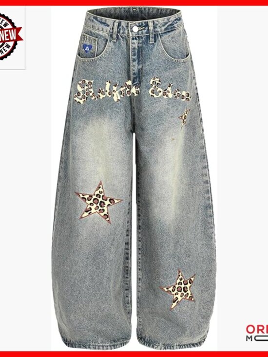 Denim - Baggy Barrel Jeans Wide Leg Denim Pants Y2K Streetwear Casual